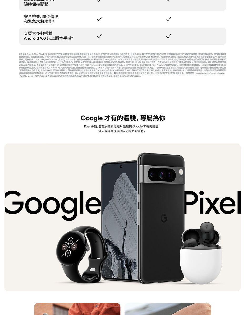 Google Pixel Watch 2 LTE版-霧黑色鋁製錶殼/曜石黑運動錶帶-耳機