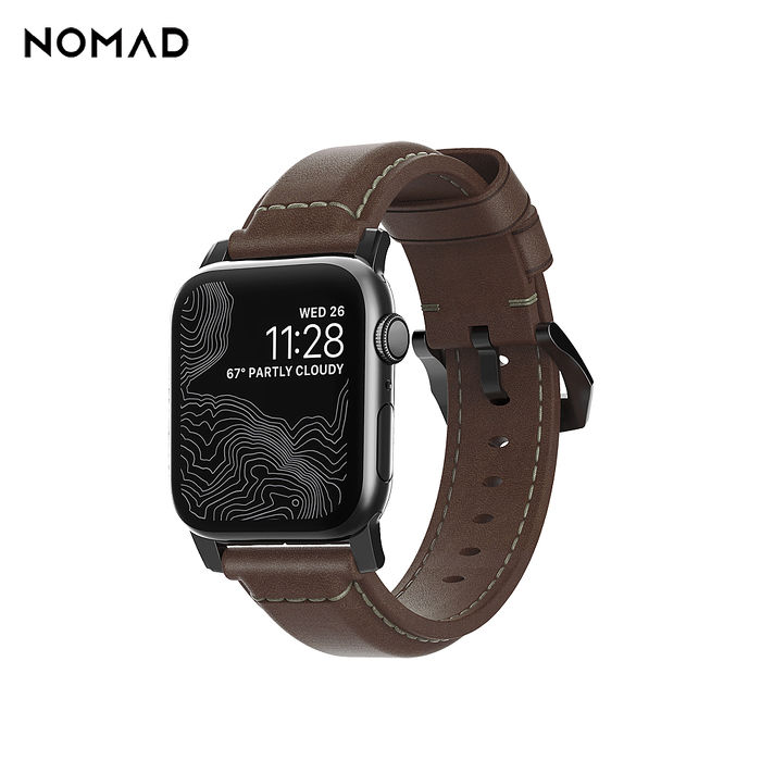 【美國 NOMADxHORWEEN】Apple Watch 38/40mm 專用皮革錶帶－經典黑