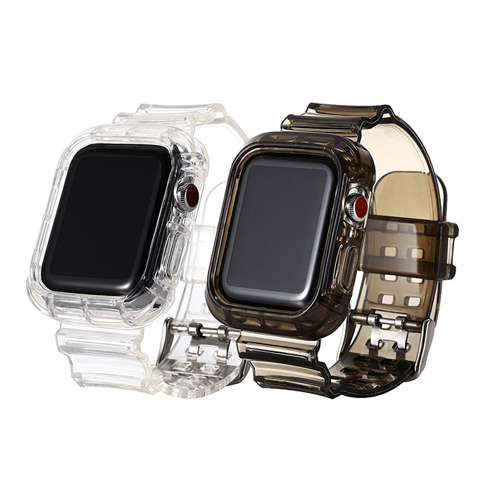 【SHOWHAN】Apple Watch 42/44mm 冰川晶透 防摔透明運動錶帶