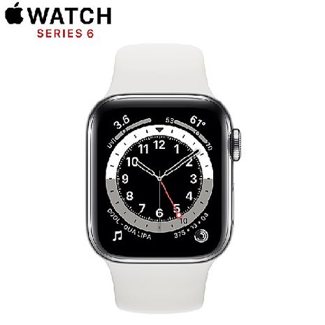 【血氧監測智慧錶】Apple Watch Series 6 GPS版 40mm 銀色鋁金屬錶殼配白色運動錶帶 (MG283TA/A)