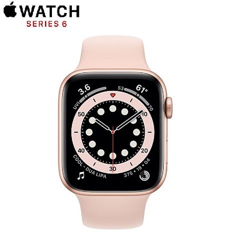 Apple Watch Series6 GPS版 44mm 金色鋁金屬錶殼配淺粉紅色運動錶帶