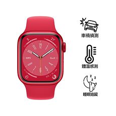 Apple Watch S8(GPS)紅色鋁金屬錶殼配紅色運動錶帶_41mm(MNP73TA/A)(美