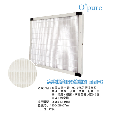 Opure 臻淨 A1 Mini 高效抗敏hepa 負離子空氣清淨機 家電 影音 Myfone購物
