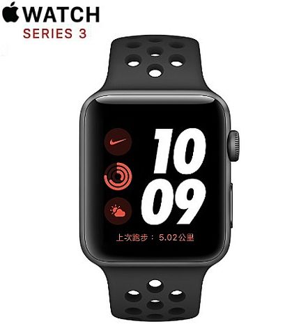 Apple Watch Nike+ Series 3 GPS 版 42mm 太空灰鋁金屬錶殼配黑色 Nike 運動錶帶