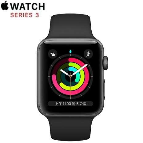 Apple Watch Series 3 GPS 版 42mm 太空灰鋁金屬錶殼配黑色運動錶帶
