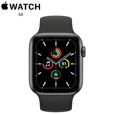 Apple Watch SE GPS版 44mm 太空灰鋁金屬錶殼配黑色運動錶帶
