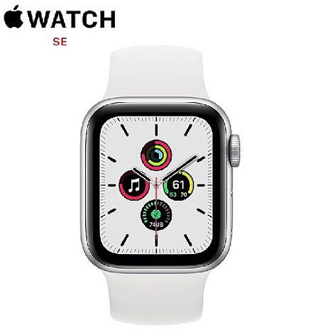 Apple Watch SE GPS 版 40mm 銀色鋁金屬錶殼配白色運動錶帶