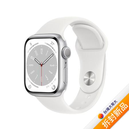 Apple Watch S8(GPS)銀色鋁金屬錶殼配白色運動錶帶_45mm(MP6N3TA/A)(美