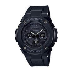 【CASIO卡西歐】G-SHOCK G-STEEL 系列雙材質絕對強悍時尚雙顯運動錶-全黑GST-S300G-1A1
