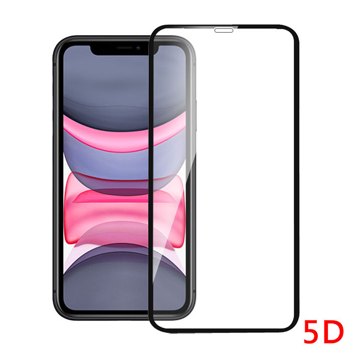 iPhone 11 全滿版5D曲面9H鋼化玻璃保護貼(黑)